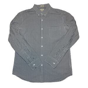 J Crew Secret Wash Classic Cotton Stretch Navy/White Button Down Long Sleeve L